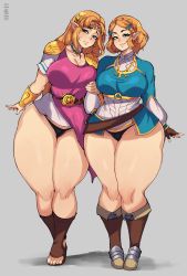 Rule 34 | 2girls, absurdres, breasts, highres, large breasts, multiple girls, nintendo, princess zelda, taiger, the legend of zelda, the legend of zelda: breath of the wild, thick thighs, thighs, wide hips