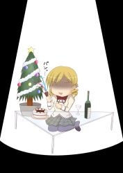 Rule 34 | 10s, 1girl, artist request, blonde hair, christmas, christmas tree, drill hair, highres, lonely, mahou shoujo madoka magica, sad, solo, tomoe mami