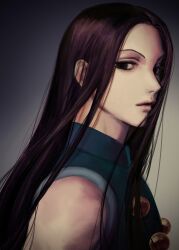 Rule 34 | 1boy, black eyes, black hair, green vest, highres, hunter x hunter, illumi zoldyck, long hair, looking at viewer, male focus, pin, simple background, sleeveless, solo, srsrss61, vest, white background