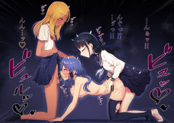 Rule 34 | 1girl, 2boys, all fours, amasaki ryouko, bar censor, black hair, black pantyhose, black socks, blonde hair, blue hair, blue sailor collar, blue skirt, blush, breasts, censored, closed eyes, clothed sex, clothes lift, commission, cracklecradle, crossdressing, cum, cum in mouth, cum in pussy, doggystyle, ejaculation, emphasis lines, fellatio, from side, group sex, gyaruo, hand on another&#039;s head, hands on another&#039;s waist, hokuro ryuuseigun, josou seme, large breasts, lifting own clothes, long hair, mmf threesome, motion blur, multiple boys, neckerchief, nipples, open mouth, oral, pantyhose, penis, pixiv commission, pleated skirt, pussy juice, sailor collar, school uniform, serafuku, sex, sex from behind, shirt, shirt tucked in, skirt, skirt lift, smile, socks, spitroast, steaming body, sweat, testicles, threesome, torn clothes, torn pantyhose, translation request, trap, trap on female, vaginal, white neckerchief, white shirt, white socks, x-ray