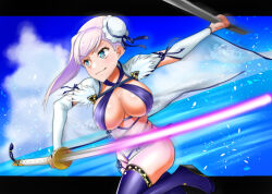 Rule 34 | 1girl, alternate costume, fate/grand order, fate (series), miyamoto musashi (fate), miyamoto musashi (fate/grand order), miyamoto musashi (swimsuit berserker) (fate), miyamoto musashi (swimsuit berserker) (third ascension) (fate), official alternate costume, pottya, sword, tagme, weapon, white hair