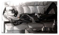 Rule 34 | 1boy, alcohol, beard, black hair, cigarette, commentary request, couch, facial hair, formal, hat, jigen daisuke, light, lupin iii, male focus, meppi, necktie, on couch, pillow, short hair, smoke, smoking, suit, table