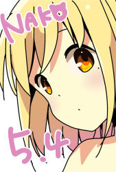 Rule 34 | 1girl, birthday, blonde hair, blush, brown eyes, character name, commentary request, dated, highres, hitoribocchi no marumaru seikatsu, katsuwo (cr66g), looking at viewer, mole, mole under eye, short hair, simple background, solo, white background