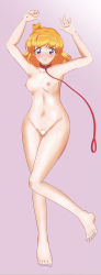 Rule 34 | 1girl, asahina mirai, bdsm, blush, breasts, censored, collar, highres, leash, mahou girls precure!, nipples, nude, precure, slave, tagme