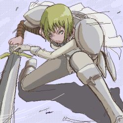 Rule 34 | 00s, 1girl, clare (claymore), claymore (series), claymore (sword), lowres, solo, tagme, tea (nakenashi)