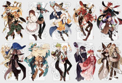 Rule 34 | 6+boys, 6+girls, ahoge, alchemist cookie, almond cookie, black pantyhose, black shirt, blue cape, brother and sister, brown cape, brown dress, cape, chili pepper cookie, cocoa cookie, cookie run, cream puff cookie, croissant cookie, cup, dark-skinned female, dark-skinned male, dark skin, dress, dual wielding, espresso cookie, flask, flower pot, food-themed hat, full body, gloves, goggles, goggles on head, green hair, green pants, grin, hat, herb cookie, high ponytail, holding, holding cup, holding flask, holding flower pot, holding scythe, holding staff, holding wand, humanization, instrument, latte cookie, licorice cookie, long hair, long sleeves, looking at viewer, low-tied long hair, madeleine cookie, mint choco cookie, mug, multiple boys, multiple girls, open mouth, paladin, pants, pantyhose, pomegranate cookie, red eyes, red hair, roguefort cookie, rye cookie, sapphire (nine), scarf, scissors, scythe, shirt, siblings, smile, sparkling cookie, spoon, staff, timekeeper cookie, vampire cookie, very long hair, violin, walnut cookie, wand, white dress, white gloves, white hair, white hat, white pants, white scarf, wizard cookie, yellow dress