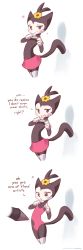 Rule 34 | 1girl, 3koma, :&lt;, absurdres, ancesra, animal ears, animal nose, animaniacs, artist name, black eyes, black fur, black hair, blush, body fur, cat ears, cat girl, cat tail, closed mouth, clothes lift, comic, cowboy shot, cropped legs, dot warner, english text, erased, female focus, flat chest, flower, furry, furry female, gloves, hair flower, hair ornament, half-closed eyes, hands up, happy, heart, highres, legs together, lifted by self, looking down, miniskirt, multiple views, no bra, no nipples, notice lines, one-piece swimsuit, open mouth, patreon username, pink one-piece swimsuit, pink skirt, pointing, pointing at viewer, revealing layer, shirt, shirt lift, short hair, short sleeves, simple background, sketch, skirt, smile, standing, stomach, strap pull, stylus, swimsuit, tail, talking, thighhighs, topknot, watermark, web address, white background, white fur, white gloves, white shirt, white thighhighs, yellow flower, zettai ryouiki