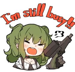 Rule 34 | amonitto, calico light weapons systems, calico m950, calico m950a, cheek pistol, double-stack magazine, english text, girls&#039; frontline, gun, handgun, helical magazine, high-capacity magazine, jewelry, m950a (girls&#039; frontline), machine pistol, necklace, pistol, solo, tagme, two side up, v-shaped eyebrows, weapon, white background