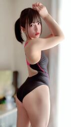 Rule 34 | 1girl, asian, ass, breasts, highres, japanese (nationality), jav, murakami riina, real life, small breasts, swimsuit