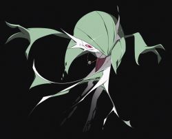 Rule 34 | 1girl, arms up, black background, bob cut, clenched teeth, colored skin, constricted pupils, creatures (company), disintegration, female focus, flat chest, game freak, gardevoir, gem, gen 3 pokemon, green hair, green skin, hair over one eye, highres, jewelry, lotosu, medium hair, mega stone, multicolored skin, necklace, nintendo, pokemon, pokemon (creature), red eyes, simple background, solo, tears, teeth, two-tone skin, white skin, wide-eyed