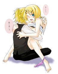 Rule 34 | 1boy, 1girl, adolescence (vocaloid), bad id, bad pixiv id, barefoot, blonde hair, blue eyes, blush, brother and sister, clothed sex, girl on top, hair ornament, hairclip, hetero, hug, incest, kagamine len, kagamine rin, kiri (lwp01 lav), one eye closed, panties, panties around leg, sex, short hair, siblings, straddling, tears, text focus, twincest, twins, underwear, upright straddle, vaginal, vocaloid, wince, wink