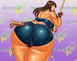 Rule 34 | 1boy, 1girl, ass, brown hair, buttjob, censored, circle max, dead or alive, from behind, hetero, hitomi (doa), huge ass, humping, penis, rubbing