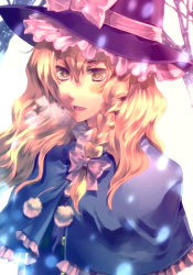 Rule 34 | 1girl, blonde hair, braid, capelet, female focus, hat, kirisame marisa, perfect cherry blossom, ribbon, scarf, solo, subterranean animism, sunakumo, touhou, witch, witch hat, yellow eyes
