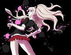 Rule 34 | 10s, 1girl, bow, danganronpa (series), danganronpa: trigger happy havoc, enoshima junko, grin, long hair, meso3, nail polish, necktie, pink hair, skirt, sleeves rolled up, smile, solo, spoilers, thumbs down, twintails