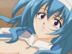 Rule 34 | 1boy, 1girl, animated, animated gif, aoba youko, artist request, blue hair, blush, cape, daiakuji, erection, lowres, open clothes, penis, penis awe, precum, pubic hair, purple eyes, qvga, surprised, uncensored