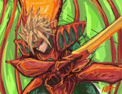 Rule 34 | armor, blonde hair, dart feld, dragoon, fire, game console, headband, serious, sword, the legend of dragoon, weapon, wings