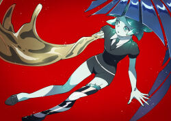 Rule 34 | 1other, androgynous, aqua hair, aqua nails, bare arms, black necktie, blue hair, blunt ends, crystal, gem uniform (houseki no kuni), golden arms, houseki no kuni, lapis lazuli (houseki no kuni), liquid, loafers, looking to the side, necktie, nikomi (nikomix), other focus, out of frame, parted lips, phosphophyllite, phosphophyllite (gemstone), puffy short sleeves, puffy sleeves, red background, shoes, short hair, short sleeves, simple background, solo focus, sparkle, spoilers, striped skin, surprised