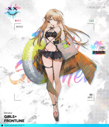 Rule 34 | 1girl, bag, bare shoulders, barefoot sandals (jewelry), bikini, black bikini, breasts, brown bag, brown eyes, camera phone, character name, closed mouth, collarbone, commentary, commentary request, copyright name, cross, cross earrings, earrings, english commentary, floor, girls&#039; frontline, gun, highres, holding, holding bag, holding swim ring, huanxiang heitu, innertube, jewelry, legs, lifebuoy, light brown hair, long hair, looking at viewer, navel, official alternate costume, official art, ppk (foliage romance) (girls&#039; frontline), ppk (girls&#039; frontline), sandals, simple background, small breasts, smile, solo, standing, summer, swim ring, swimsuit, thigh strap, viewfinder, weapon