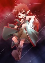 Rule 34 | 1boy, ass, boots, child, fairy, gloves, kso, long hair, magic, original, red eyes, red hair, shorts, smile