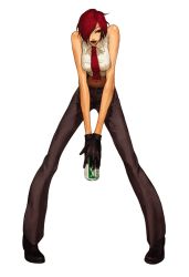 Rule 34 | 1girl, alcohol, beer, breasts, gloves, large breasts, midriff, necktie, nona, official art, red hair, short hair, snk, solo, the king of fighters, the king of fighters 2001, vanessa (kof)