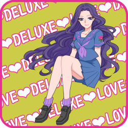 Rule 34 | 1girl, jojo no kimyou na bouken, long hair, purple eyes, purple hair, sasakureeeee, school uniform, serafuku, solo, yamagishi yukako