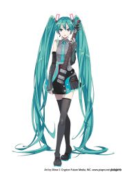 Rule 34 | 1girl, absurdly long hair, absurdres, aqua eyes, aqua hair, aqua nails, aqua necktie, bare shoulders, black skirt, black sleeves, black thighhighs, boots, commentary, crossed legs, crypton future media, detached sleeves, electric guitar, esp guitars, full body, grey shirt, guitar, hair ornament, hatsune miku, hatsune miku (vocaloid4), headphones, headset, high heels, highres, holding, holding instrument, instrument, ixima, long hair, looking at viewer, miniskirt, nail polish, necktie, official art, parted lips, piapro, pleated skirt, shirt, simple background, skindentation, skirt, sleeveless, sleeveless shirt, sleeves past wrists, solo, standing, thigh boots, thighhighs, twintails, v4x, very long hair, vocaloid, white background, zettai ryouiki