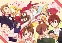 Rule 34 | 6+boys, 6+girls, baccano!, black hair, blonde hair, brown hair, carrying, chane laforet, claire stanfield, couple, dress, ennis, eyepatch, firo prochainezo, formal, gime, heart, hetero, huey laforet, isaac dian, jacuzzi splot, ladd russo, long hair, lua klein, miria harvent, monica campanella, multiple boys, multiple girls, nice holystone, princess carry, red hair, scar, short hair, smile, suit