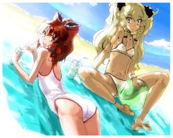 Rule 34 | 2girls, :d, :o, anklet, ass, bad id, bad pixiv id, ball, bare shoulders, barefoot, beach, beach towel, beachball, bikini, blonde hair, blue eyes, blush, bow, braid, breasts, brown eyes, brown hair, chikuwa (tks), cloud, day, drink, drinking straw, dutch angle, eyelashes, feet, female focus, flat chest, from behind, green eyes, hair bow, hair tubes, hakurei reimu, head tilt, jewelry, kirisame marisa, large bow, leaning back, long hair, looking at viewer, looking back, lying, midriff, multiple girls, navel, ocean, on stomach, one-piece swimsuit, open mouth, outdoors, sitting, sky, small breasts, smile, spread legs, swimsuit, touhou, towel, twin braids, twintails, white bikini, white one-piece swimsuit