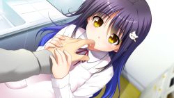 Rule 34 | 1girl, finger in another&#039;s mouth, game cg, hair ornament, hairpin, highres, looking at viewer, onii-chan daisuki!, solo focus, wataya mio