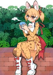 Rule 34 | absurdres, animal costume, animal ear fluff, animal ears, cat ears, cat girl, cat tail, highres, illu (illu stratos), kemono friends, kemono friends v project, large-spotted genet (kemono friends), long hair, ribbon, tail, twintails, virtual youtuber
