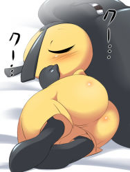 Rule 34 | ass, blush, closed eyes, creatures (company), extra mouth, game freak, gen 3 pokemon, lying, mawile, nintendo, no humans, on side, open mouth, pokemon, pokemon (creature), sleeping, solo, ukan muri