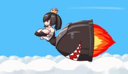 Rule 34 | animated, animated gif, black hair, bullet bill, mario (series), nintendo, non-web source, pointy breasts, princess bullet bill, super crown