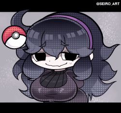 Rule 34 | 1girl, animated, animated gif, aura, breasts, creatures (company), dot nose, energy, eyes visible through hair, floating, floating object, game freak, glowing, hex maniac (pokemon), large breasts, leaning forward, looking at viewer, nintendo, pokemon, pokemon xy, seiro, shiny clothes, shiny skin, sidelocks, skindentation, solo, standing, telekinesis, wide hips