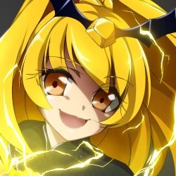 Rule 34 | 10s, 1girl, bad end peace, bad end precure, blonde hair, close-up, dam-miyuki, dark persona, long hair, looking at viewer, open mouth, ponytail, precure, smile, smile precure!, solo, tiara, yellow eyes