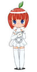 Rule 34 | 1girl, digital media player, ipod, lowres, os-tan, red hair, simple background, solo, thighhighs, white background