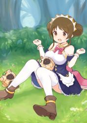 Rule 34 | 1girl, absurdres, blush, breasts, brown hair, highres, large breasts, maid, onigiri noe, princess connect!, suzume (princess connect!), yellow eyes