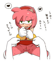 Rule 34 | amy rose, anal, bad id, cleft of venus, clothes lift, furry, gloves, looking at viewer, pov, skirt, skirt lift, sonic (series), tagme, tamagoroo, translated