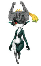 Rule 34 | 1girl, bad id, bad pixiv id, full body, fuwata, helmet, hip focus, md5 mismatch, midna, nintendo, one eye covered, pointy ears, red eyes, simple background, smile, solo, the legend of zelda, the legend of zelda: twilight princess, white background, wide hips