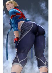 Rule 34 | 1girl, absurdres, ass, black leggings, blonde hair, blue eyes, blue jacket, cammy white, closed mouth, cropped jacket, facial scar, fingerless gloves, gloves, hands on own thighs, highres, huge ass, jacket, leaning forward, leggings, midriff, multicolored clothes, multicolored jacket, pants, red jacket, scar, scar on cheek, scar on face, short hair, simple background, solo, street fighter, street fighter 6, thick thighs, thighs, tight clothes, tight pants, two-tone jacket, union jack, wide hips, yoshio (55level)