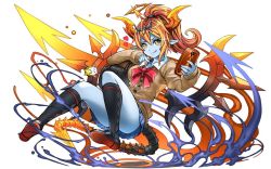 Rule 34 | + +, 1girl, boots, bow, cellphone, dress shirt, hair ornament, hera-ur (p&amp;d), hera (p&amp;d), horns, itou youichi, long hair, looking at viewer, md5 mismatch, official art, phone, pointy ears, ponytail, puzzle &amp; dragons, red hair, resized, shirt, smartphone, smile, solo, sparkle, tail, tongue, wings, yellow eyes