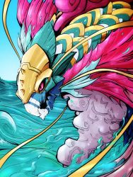 Rule 34 | digimon, fish, highres, huankunmon, monster, pink eyes, scales, solo, water