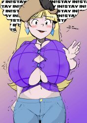 Rule 34 | 1girl, animated, animated gif, blush, breasts, bursting breasts, female focus, gravity falls, huge breasts, maydrawfag, open mouth, pacifica northwest, solo, standing, trembling