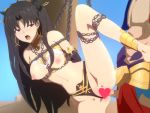 Rule 34 | 1boy, 1girl, akinoya, animated, armor, bikini armor, black hair, black panties, blush, bouncing breasts, breasts, breasts out, censored, chain, chained, clothing aside, fate/grand order, fate (series), gilgamesh (fate), hair ornament, hair ribbon, heart, heart censor, hetero, ishtar (fate), large breasts, long hair, looking back, navel, nipples, outdoors, panties, panties aside, penis, pussy juice, red eyes, restrained, ribbon, sex, sky, underwear, vaginal, video