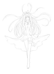 Rule 34 | 1girl, absurdres, closed eyes, greyscale, highres, kagerou (shadowmage), lineart, long hair, monochrome, original, solo, very long hair