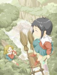 Rule 34 | 2girls, angry, broom, broom riding, flying, forest, multiple girls, nature, ohyo, river, wand, witch
