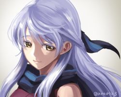 Rule 34 | 1girl, ane-suisei, blue scarf, fire emblem, fire emblem: radiant dawn, micaiah (fire emblem), nintendo, portrait, scarf, silver hair, simple background, smile, solo, white background, yellow eyes