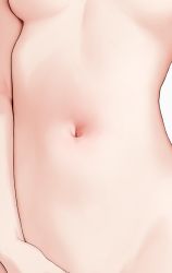 Rule 34 | breasts, covering privates, covering crotch, hip bones, midriff, mignon, navel, navel focus, original, out of frame, sarah-san (mignon), simple background, small breasts, tagme, underboob, white background