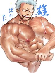Rule 34 | 1boy, abs, bara, cigarette, inmomakuro, looking at viewer, male focus, muscular, one piece, pectorals, smoke, smoker (one piece), solo, yaoi