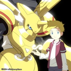 Rule 34 | armor, blonde hair, blue eyes, crests (digimon), digimon, digimon (creature), horns, looking at viewer, rapidmon (armor), smile, wallace (digimon)