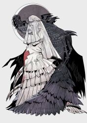 Rule 34 | 1girl, black wings, blood, blood on clothes, bloodborne, denny626, dress, extra arms, highres, hood, hood up, jewelry, mergo&#039;s wet nurse, pregnant, sword, veil, weapon, wedding dress, white dress, wings, yharnam phtumerian queen